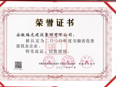 2020年度安徽省优秀建筑业企业